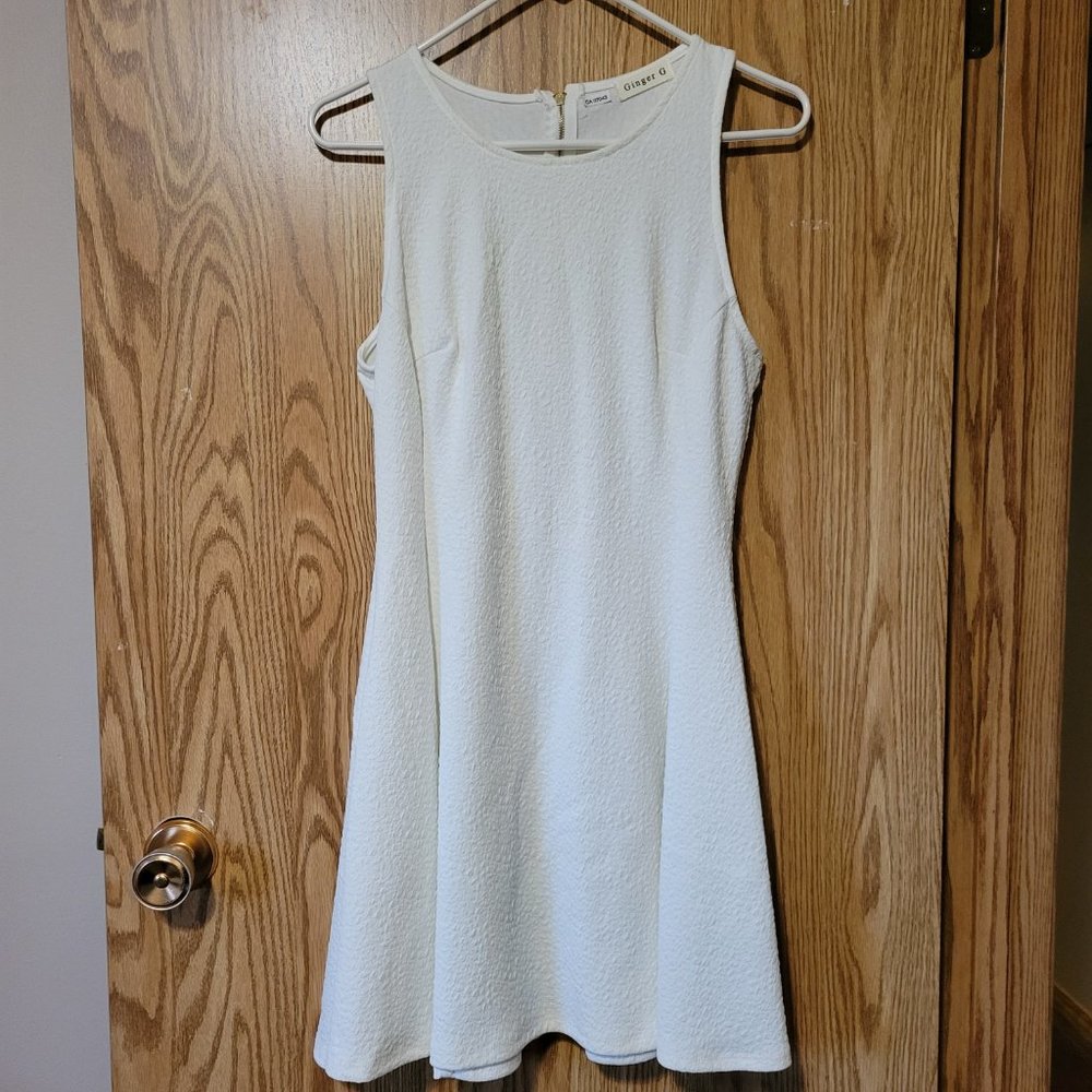 White Polyester Sleeveless Dress